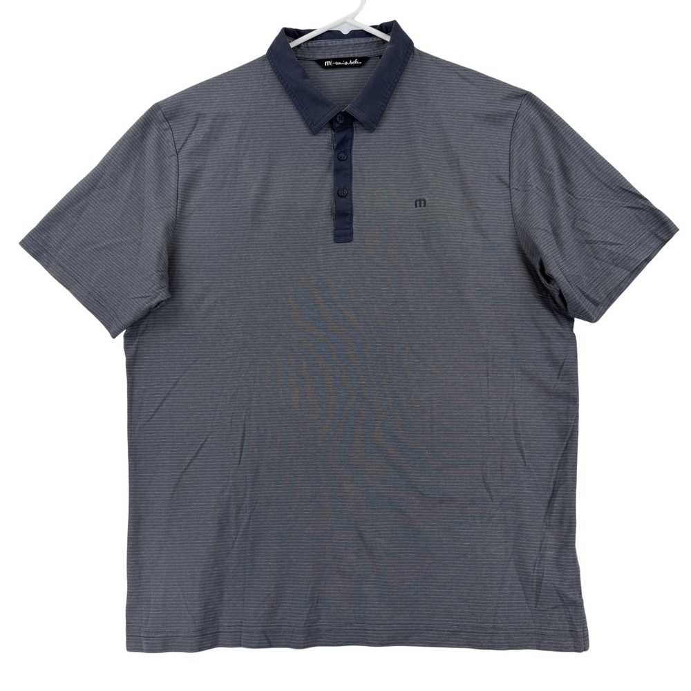 Travis Mathew Polo Shirt Mens XL Gray Stripe‎ Pima Cotton Golf Performance Top